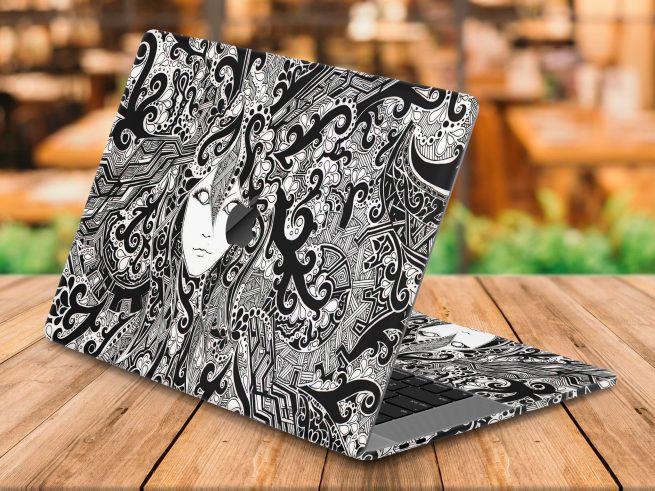BLACK AND WHITE ABSTRACT MACBOOK SKIN