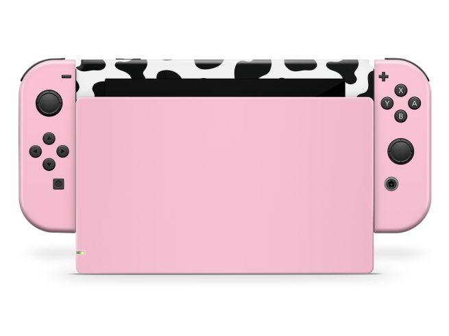 Nintendo Switch Pastel Pink Cow Print Skin