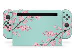Nintendo Switch Teal Cherry Blossom Skin