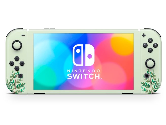 WATERCOLOR LEAVES NINTENDO SWITCH OLED SKIN