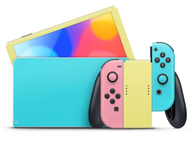 Nintendo Switch OLED Pink & Turquoise Skin