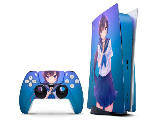 PlayStation 5 Anime Girl Blue Skin