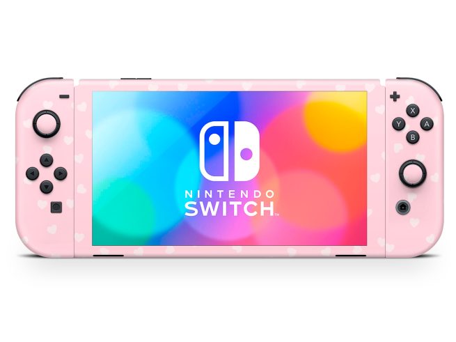 Nintendo Switch OLED Pink Hearts Skin